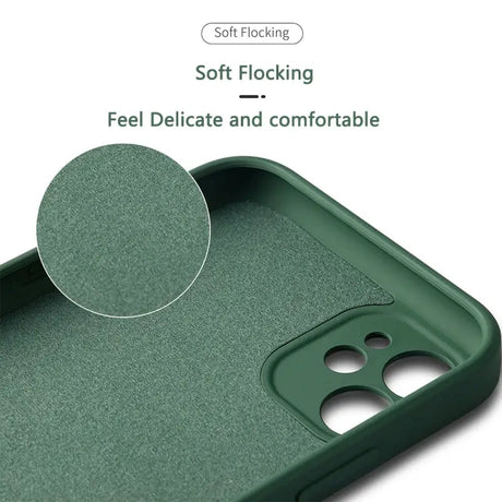 the back of a green iphone case with a circular hole