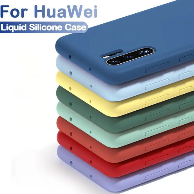 a close up of a group of four different colored cases