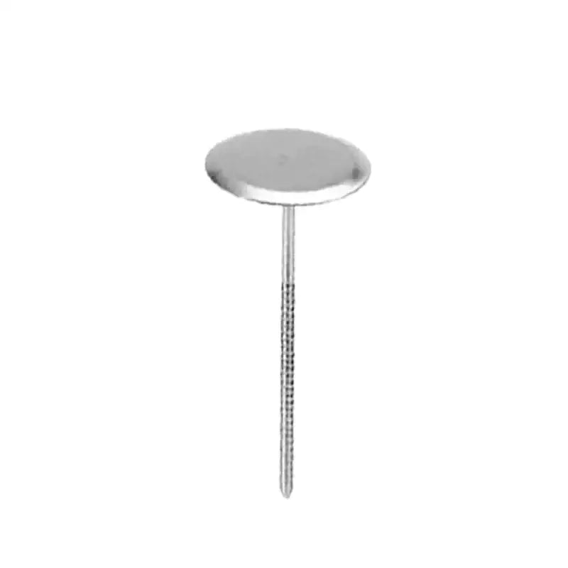 a close up of a metal screw on a white background