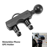a close up of a motorcycle phone holder with a ball