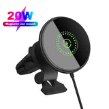 a black car mount with a green clock on it