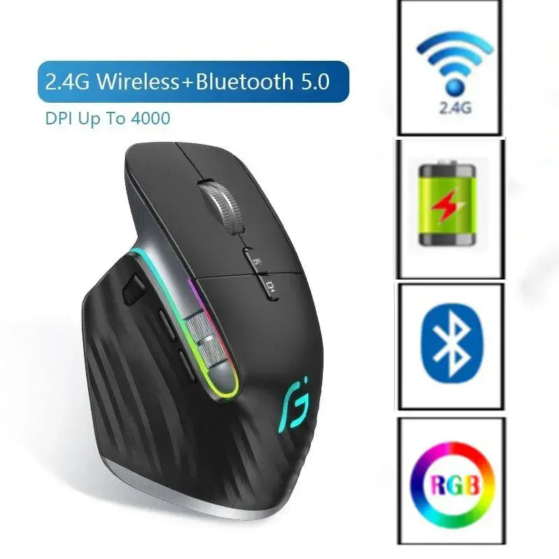 a close up of a mouse with a battery and a bluetooth