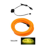 a yellow neon rope with a black cord and a black cord