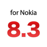 a close up of a red nokia phone with the number 8 3