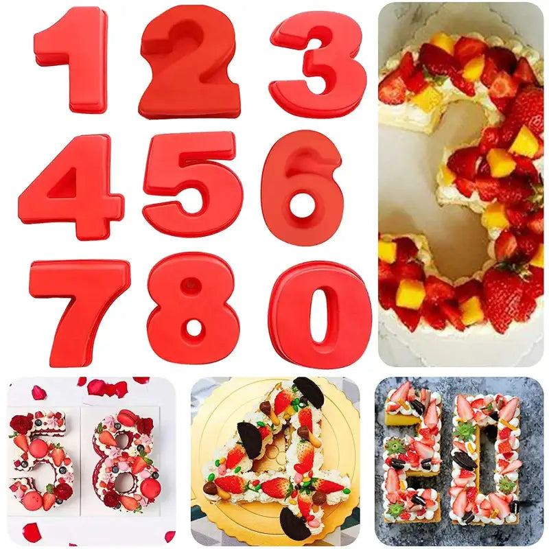 a close up of a number cake with different toppings and toppings