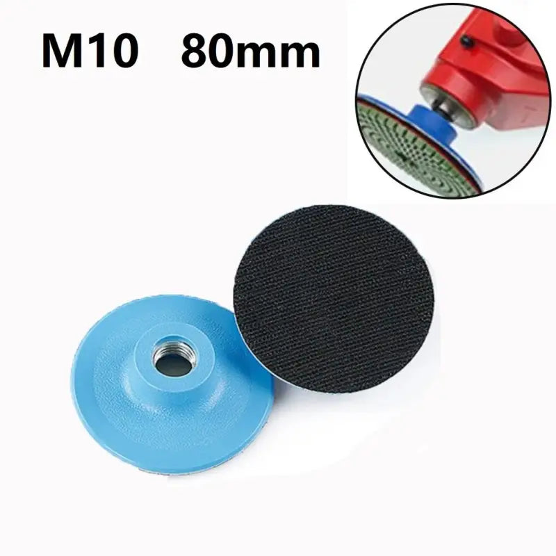 a blue and black disc with a red handle