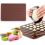 a close up of a person pouring a cupcake batter into a pan