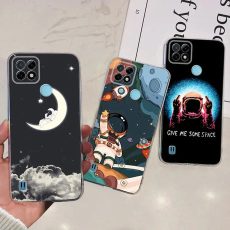 there are three cases that have different designs on them