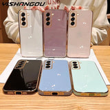 a woman holding a phone case in front of three different colors