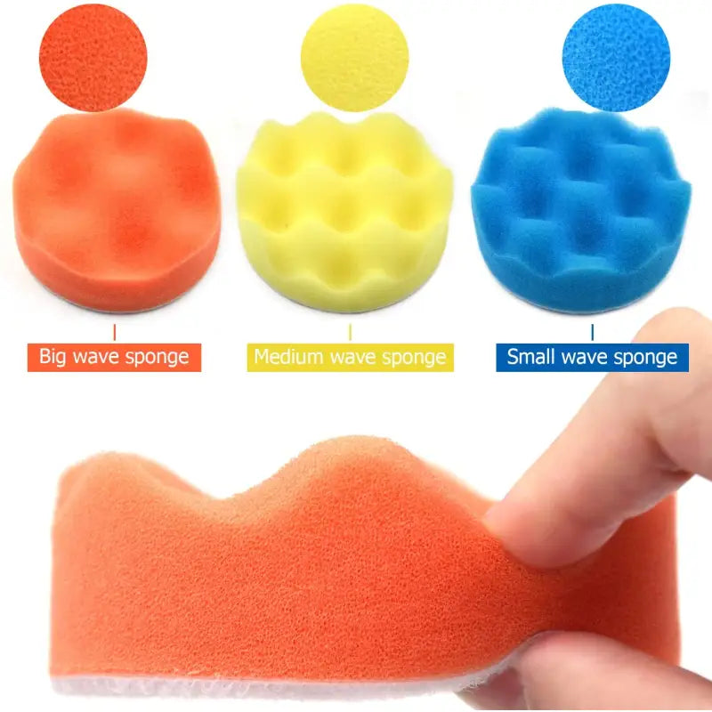 a close up of a person holding a sponge with different colors