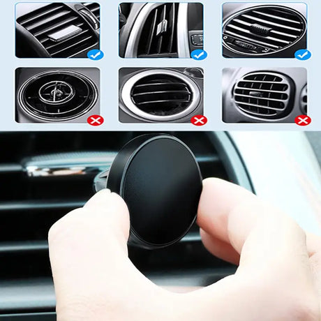 a close up of a person holding a car air vent