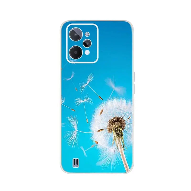 a close up of a phone case with a dandelion on it