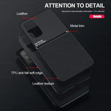 a close up of a black phone case with a description of the features