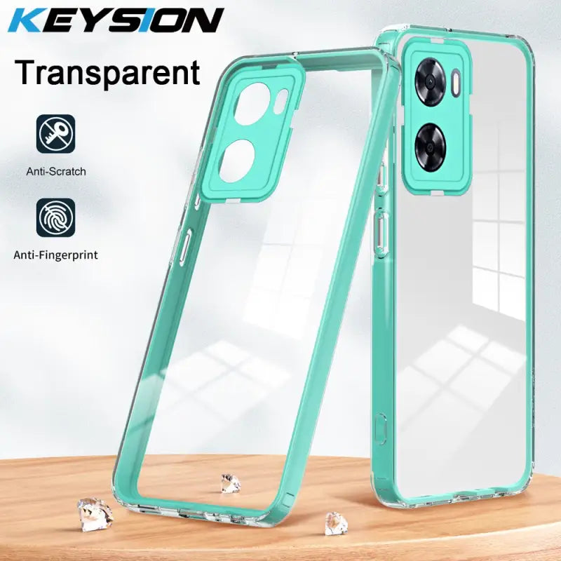 a close up of a phone case on a table with a keyon transparent cover