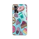 a close up of a phone case with a variety of donuts