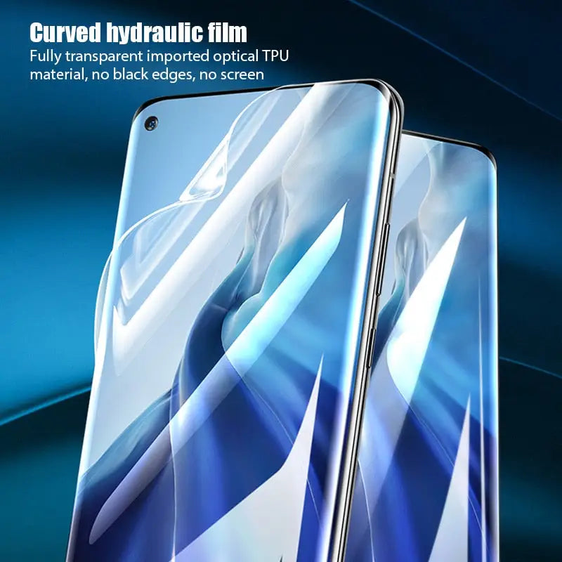 a close up of a phone with a curved glass screen