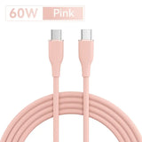 a pink usb cable with a white cord