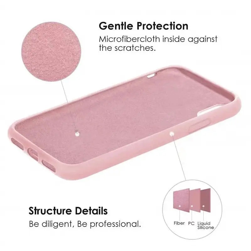 the back of a pink iphone case with the text,’protect ’