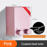 there is a pink colored steel wire attached to a wall