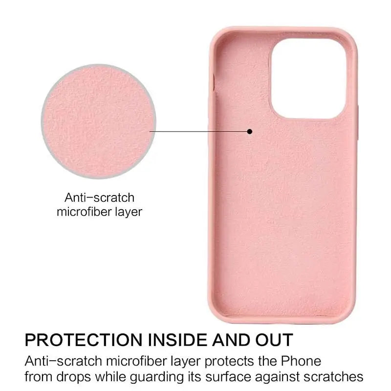 the back of a pink iphone case with text that says protection inside