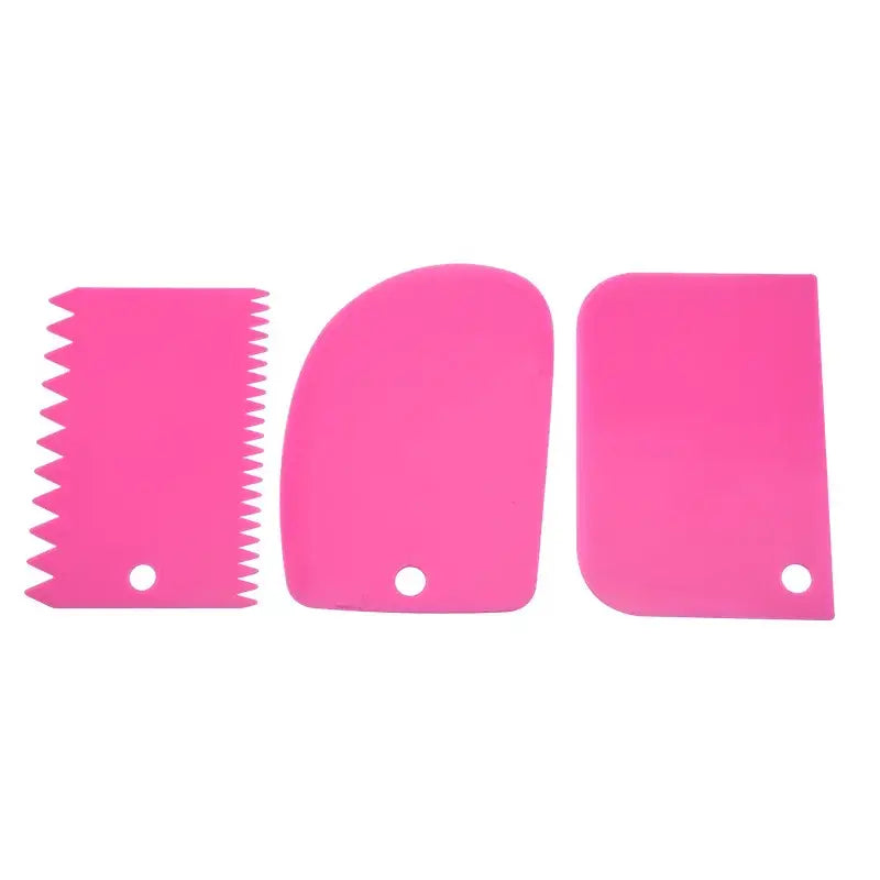 a close up of a pink plastic cutting board with a knife