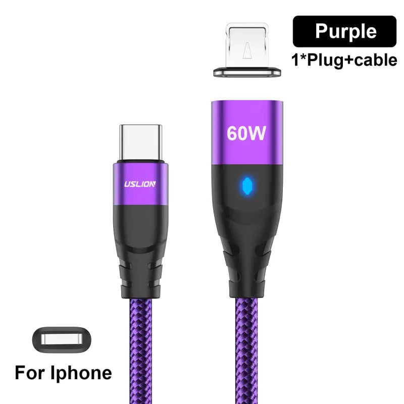 a purple and black cable with a white background and a purple cable with a black and white background