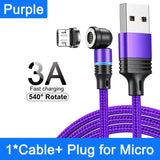 a purple cable with a micro usb charger attached to it