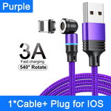 purple 3 in 1 cable charging charger for iphone and ipad