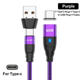 a purple usb cable with a usb type c connector