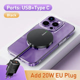 a close up of a purple phone with a charger attached to it