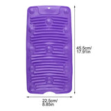 a close up of a purple ice tray with a measuring line