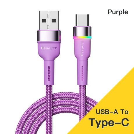 a purple usb cable with a white background