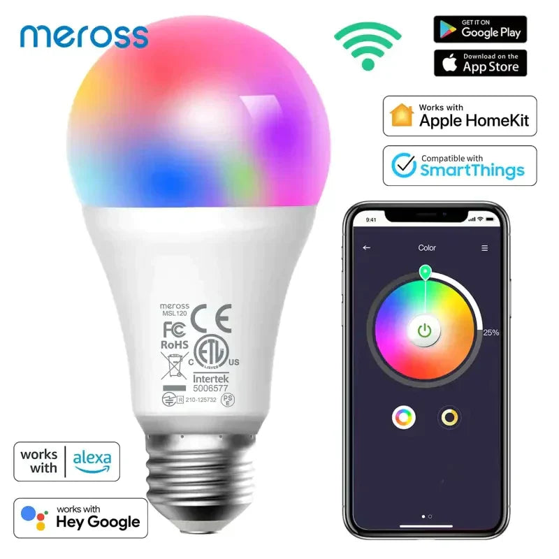 A close up of a smart light bulb with a phone nearby