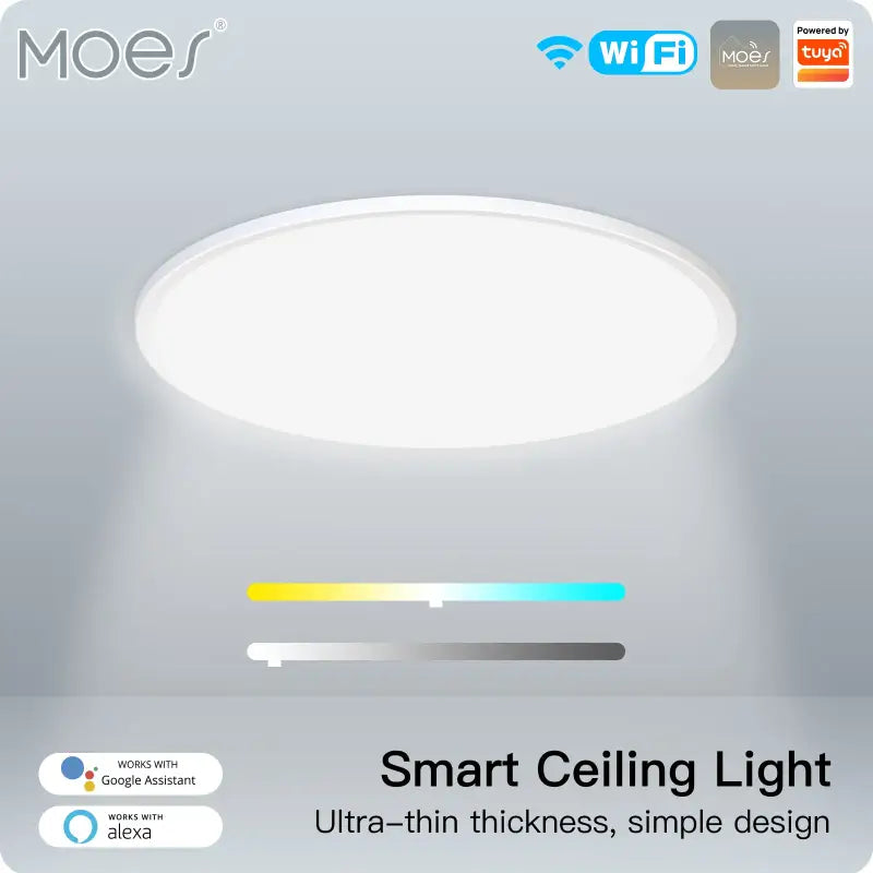 a close up of a smart ceiling light with a remote control
