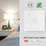 a close up of a smart light switch on a wall