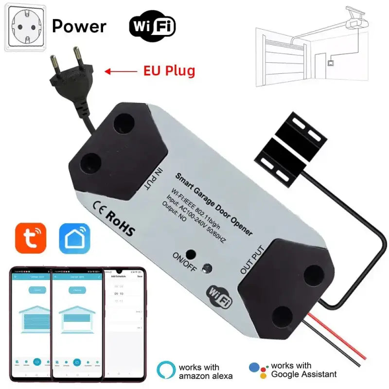 A close up of a smart phone connected to a power strip