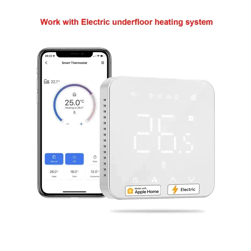 A close up of a smart phone with a smart thermosta
