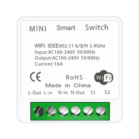 A close up of a smart switch on a white background