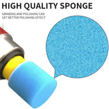 a close up of a sponge with a blue foaming on it