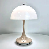 a close up of a table lamp on a white surface