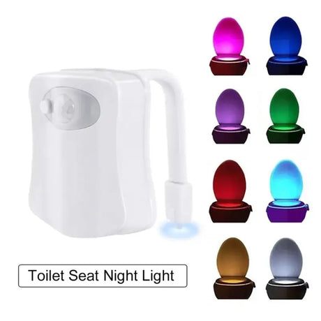 A close up of a toilet seat with a light on it