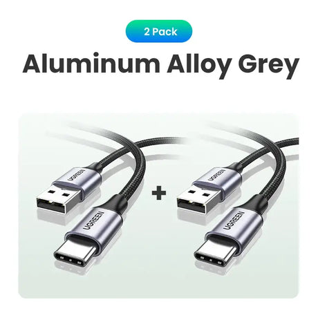 A close up of two cables connected to each other with the words aluminum alloy grey