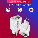 a close up of two white chargers on a red background