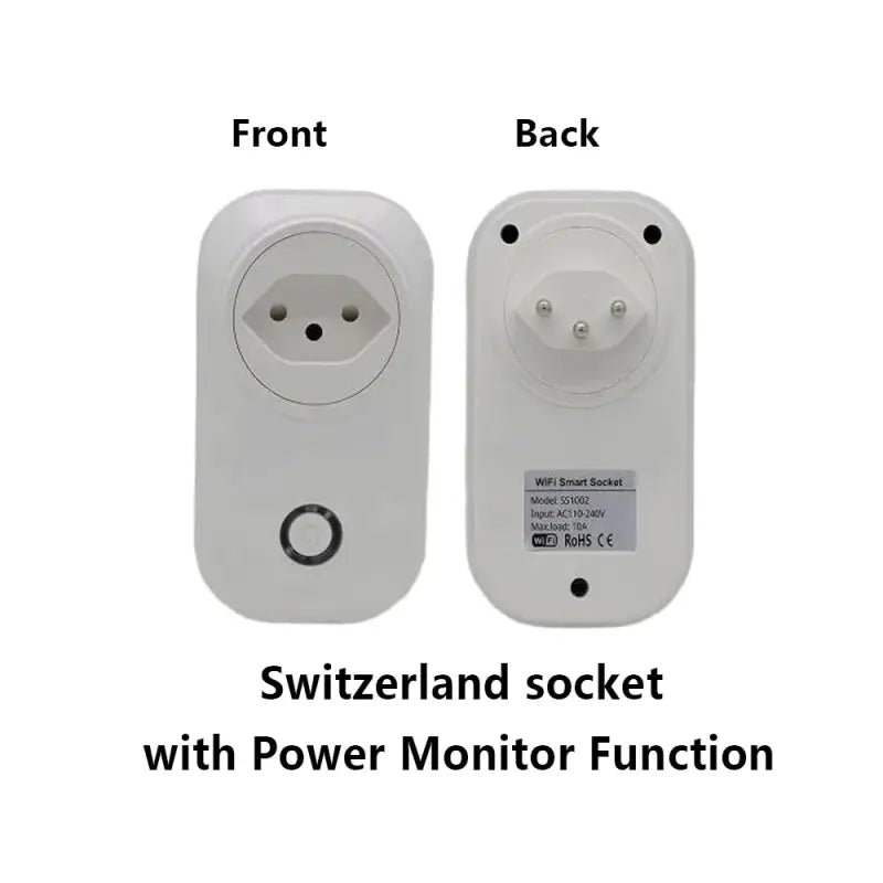 a close up of two white power outlets with a white background