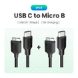 A close up of a usb cable connected to a micro b