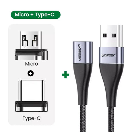 A close up of a usb cable with a micro type c cable