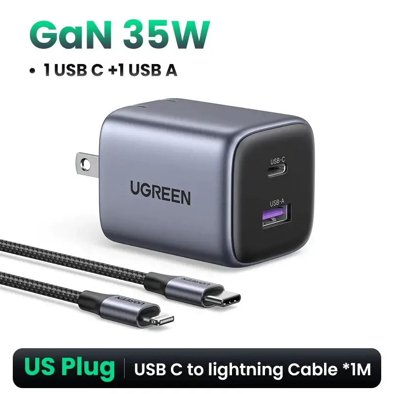 A close up of a usb charger with a cable connected to it