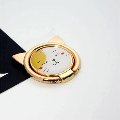 there is a cat watch with a gold case and a black band