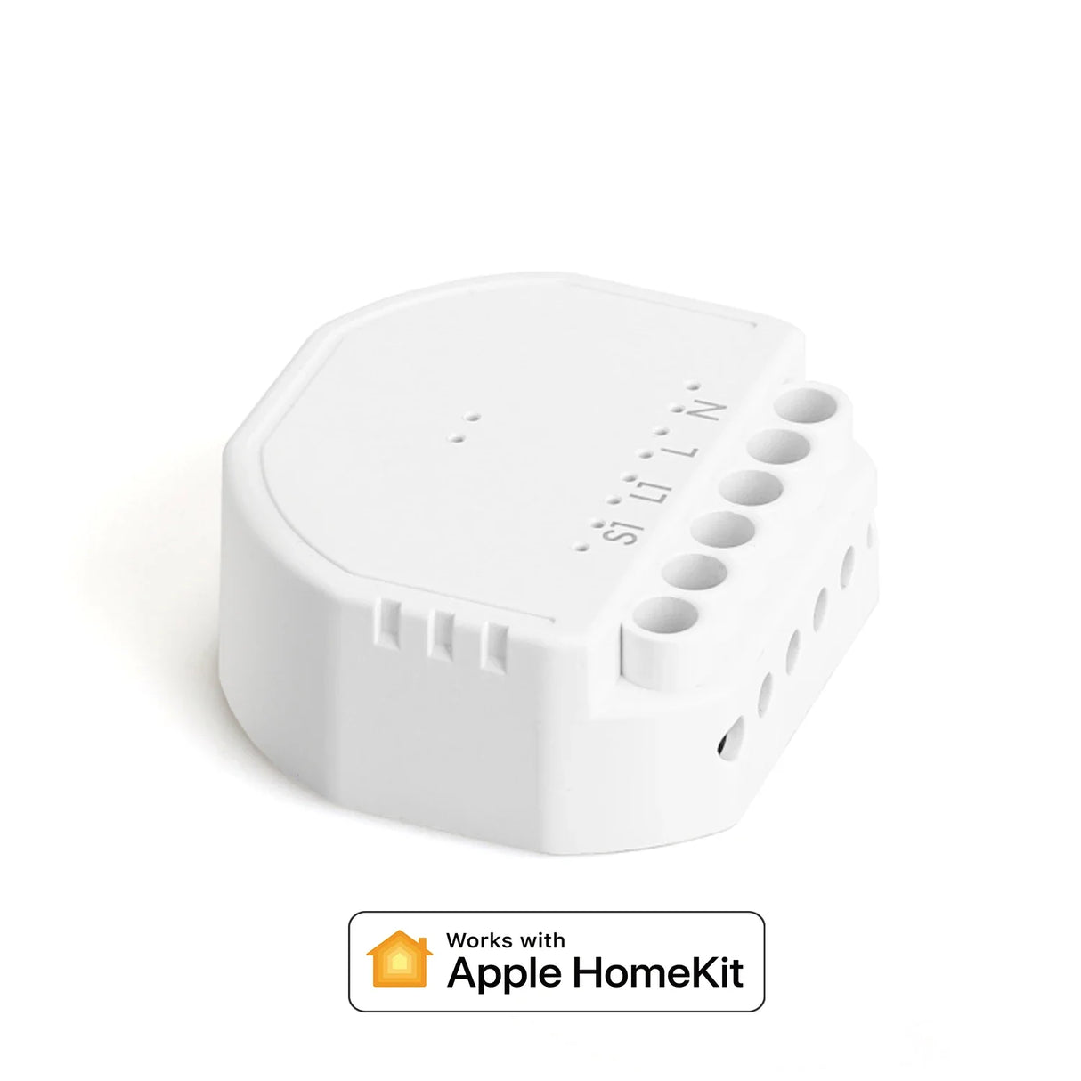 a close up of a white apple homekit with a white background