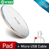 a close up of a white and blue wireless device with a cable